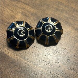 Gold and Black Clip-On Earrings